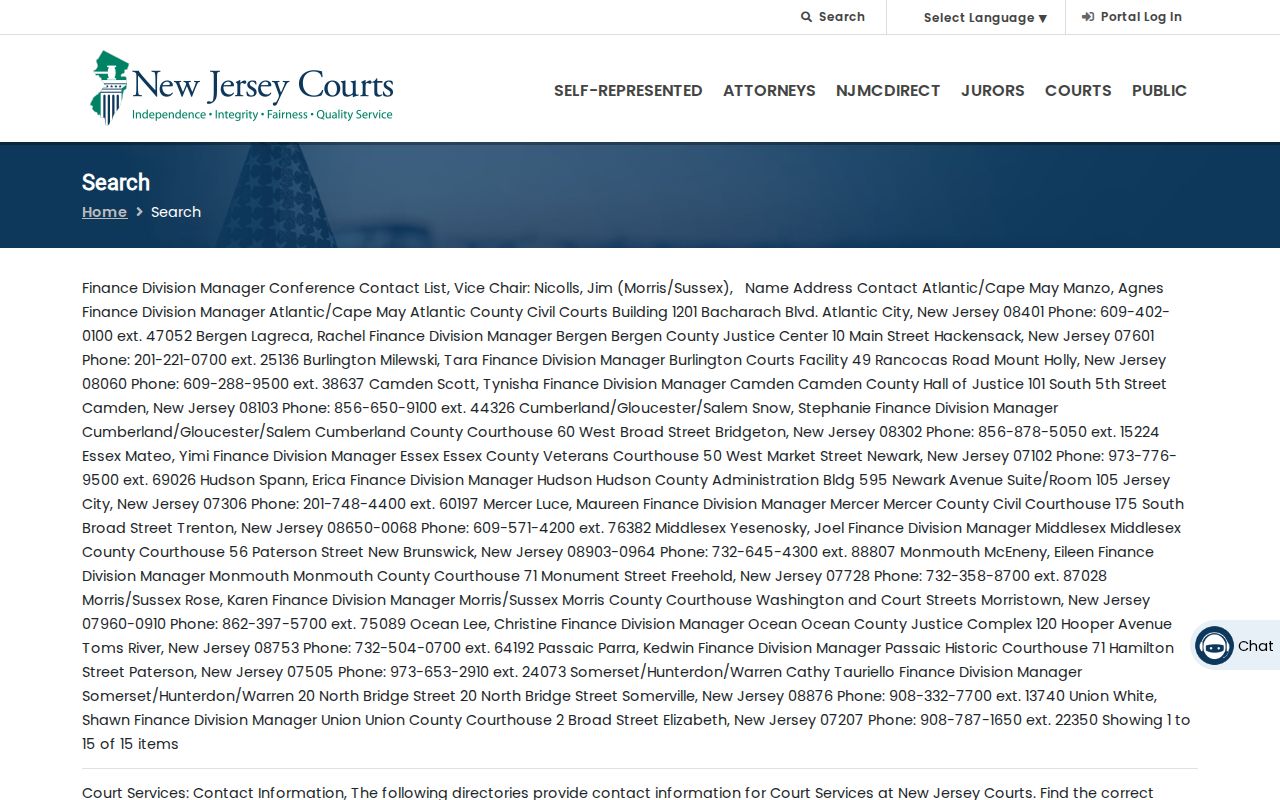Irvington residents directory New Jersey Judiciary case search