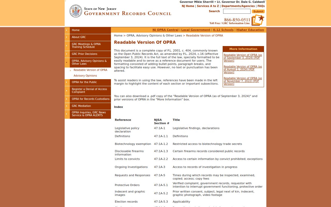 Irvington residents directory New Jersey OPRA law